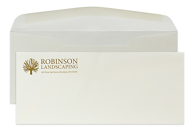 Gummed Seal, Stationery Envelopes, 4-1/8" x 9-1/2",  1 PMS Color Raised Print, Custom #10,  24 lb. CLASSIC CREST® Natural White, Box Of 250