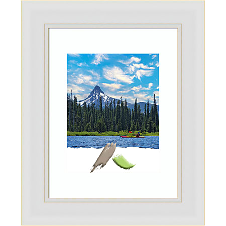 Amanti Art Rectangular Narrow Picture Frame, 15” x 18" With Mat, Flair Soft White