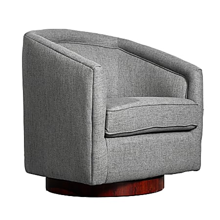 Flash Furniture Dean Club Style Commercial Fabric Barrel Accent Armchair with 360 Degree Swivel Metal Base and Sloped Armrests, Gray