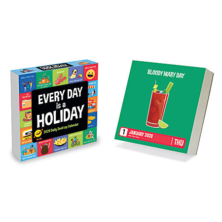 2026 TF Publishing Daily Desktop Box Calendar, 5-1/4" x 5-1/4", Every Day's A Holiday, January To December