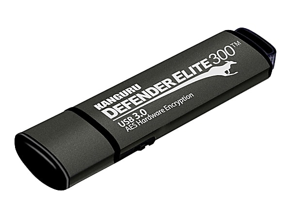 Kanguru Encrypted Defender Elite300 - USB flash drive - encrypted - 32 GB - USB 3.2 Gen 1 - FIPS 140-2 Level 2 - black - TAA Compliant