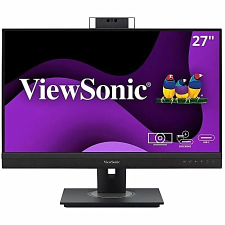 ViewSonic VG2757V-2K 27 Inch 1440p Video Conference Docking Monitor with Windows Hello Compatible IR Webcam, Advanced Ergonomics, and 90W USB C