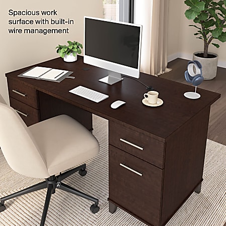 Bush Home Somerset 60 W Office Computer Desk With Drawers Mocha