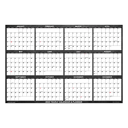 2025 SwiftGlimpse Daily/Yearly Wall Calendar, 24" x 36", Chalkboard, January 2025 To December 2025, SG 2025 CHALK