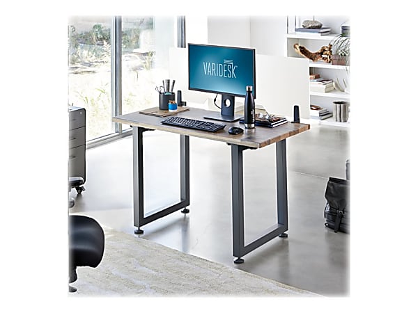 Vari Table 48 W Computer Desk Reclaimed WoodSlate Office Depot