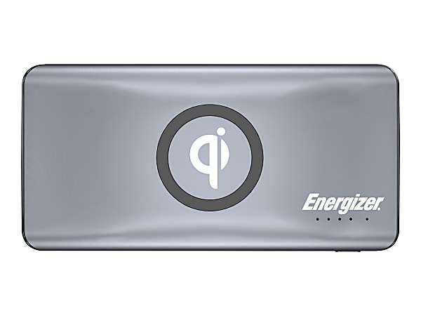 Energizer Qi QE10005CQ - Wireless power bank - Li-pol - 10000 mAh - 10 Watt - 3 A - 2 output connectors (USB, USB-C) - gray
