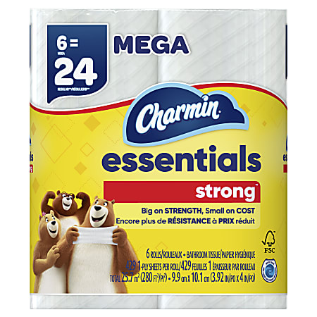 Charmin Essentials Strong 2-Ply Toilet Paper Rolls, 10” x 5-1/4”, White ...