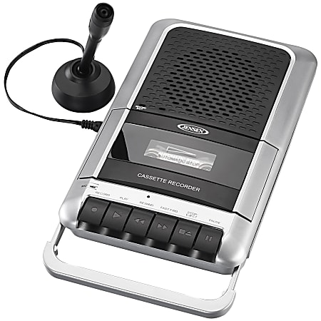 Jensen&reg; Stereo USB MCR-100 Cassette Player, 3-3/8&rdquo;H x 4-7/16&rdquo;W x 1-1/4&rdquo;D, Black