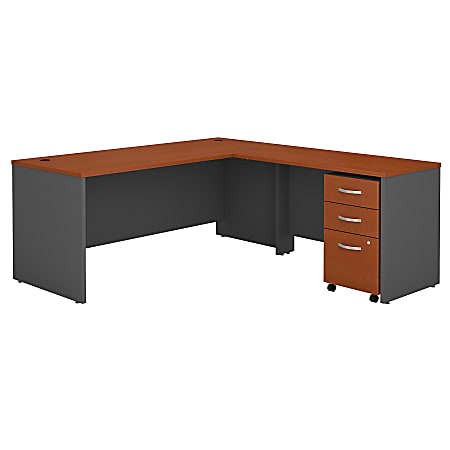 Bush Business Furniture Components 72W L-Shaped Desk With 48W Return And Mobile File Cabinet, Auburn Maple/Graphite Gray, Standard Delivery