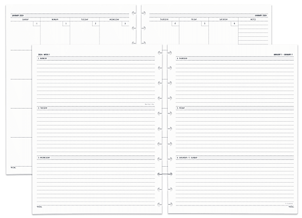 2024 TUL Discbound WeeklyMonthly Planner Refill Pages Letter Size ODP