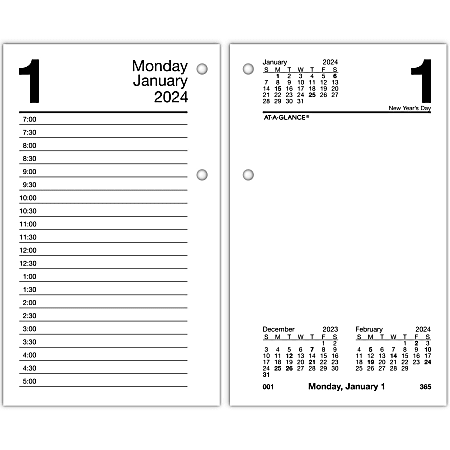 2024 AT-A-GLANCE® Daily Loose-Leaf Desk Calendar Refill With Monthly Tabs, 3-1/2" x 6", January To December 2024, E717T50
