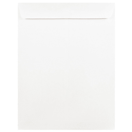 JAM Paper® Open-End 9" x 12" Envelopes, Gummed Seal, White, Pack Of 50 Envelopes