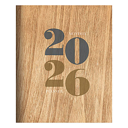 2026 TF Publishing Large Monthly Planner, 9" x 11", Washed Oak, January To December
