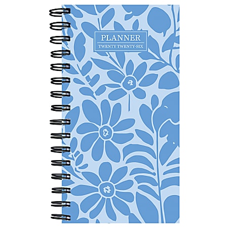 2026 TF Publishing Small Weekly/Monthly Planner, 3-1/2” x 6-1/2", Blue Blooms, January To December