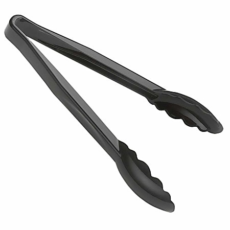 Cambro Plastic Tongs, Scallop Grip, 9", Black, Pack