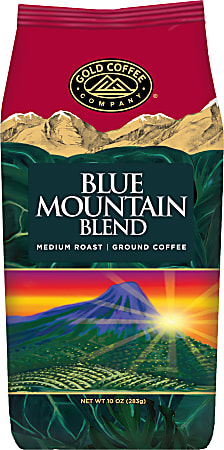 Gold Coffee Company Ground Coffee, Medium Roast, Blue Mountain Blend, 10 Oz Per Bag