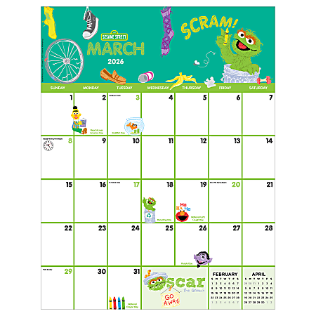 2026 TF Publishing Large Art Poster Wall Calendar, 22" x 17", Sesame Street, January To December