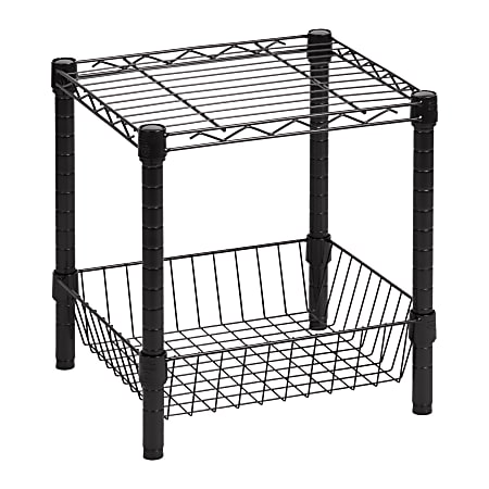 Honey-Can-Do Urban Steel Table With Storage Basket, Black