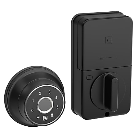 GeekTale F02 Smart Dead Bolt With Keypad, 3.57"H x 5.37"W x 3.07"D, Matte Black