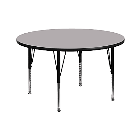 Flash Furniture 42" Round Thermal Laminate Activity Table With Short Height-Adjustable Legs, Gray
