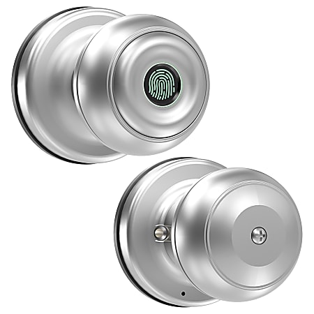 GeekTale K01 Smart Fingerprint Doorknob Lock 3.11 H x 2.48 W x 2.48 D Satin  Nickel - ODP Business Solutions