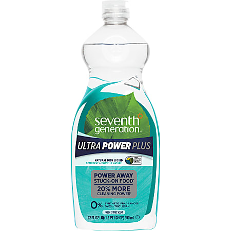 Seventh Generation Ultra Power Plus Dish Liquid - Liquid - 22 fl oz (0.7 quart) - Fresh Scent - 12 / Carton