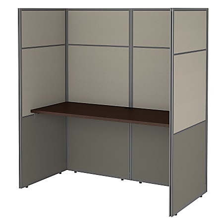 Bush Business Furniture Easy Office 60"W Cubicle Desk Workstation With 66"H Closed Panels, Mocha Cherry, Premium Installation