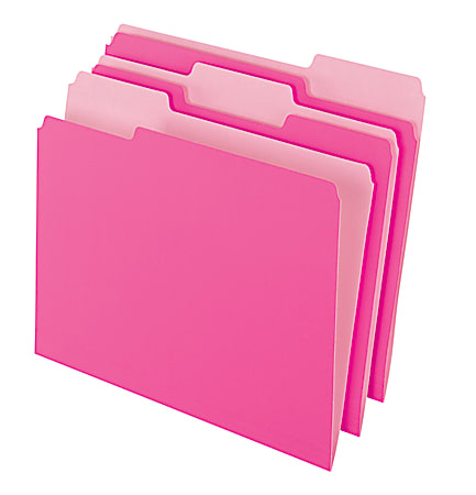 Pendaflex® 2-Tone Color Folders, 1/3 Cut, Letter Size, Pink, Pack Of 100