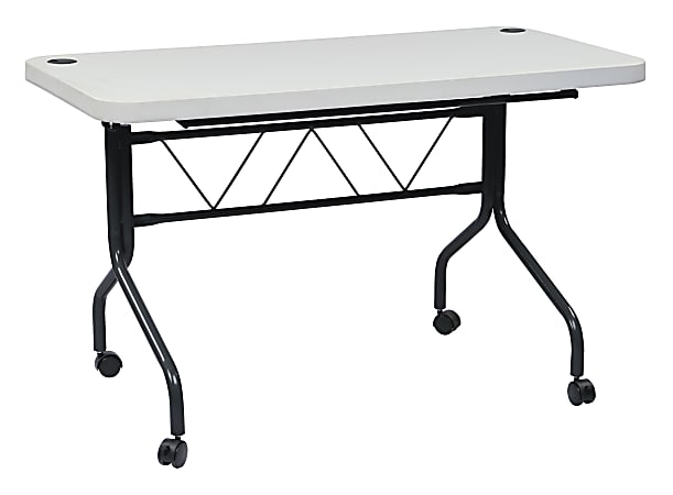 Office Star™ Work Smart Resin Multi-Purpose Flip Table With Locking Casters, 29-1/4"H x 47-3/4"W x 24"D