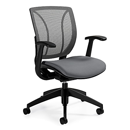 Global® Roma Fabric Posture Task Chair With Mesh Back, 38"H x 25 1/2"W x 23 1/2"D, Winter Gray