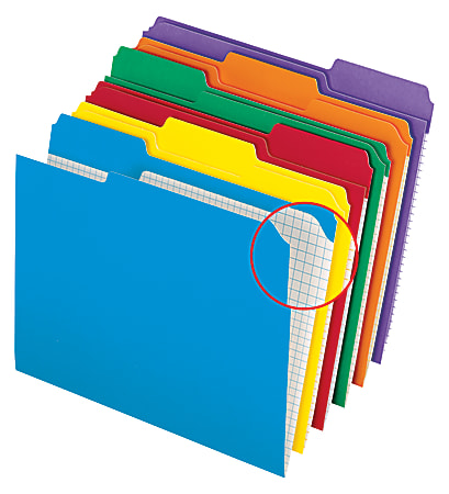 Pendaflex® Color Reinforced Top File Folders With Interior Grid, 1/3 Cut, Letter Size, Assorted Colors, Pack Of 100