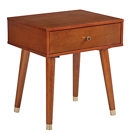 Office Star™ Cupertino Rectangle Side Table, 22-1/4”H x 20-1/4”W x 16-1/4”D, Light Walnut