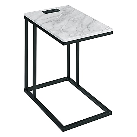 Office Star™ Norwich C-Table, 21-3/4”H x 13-3/4”W x 20”D, Black/White Marble