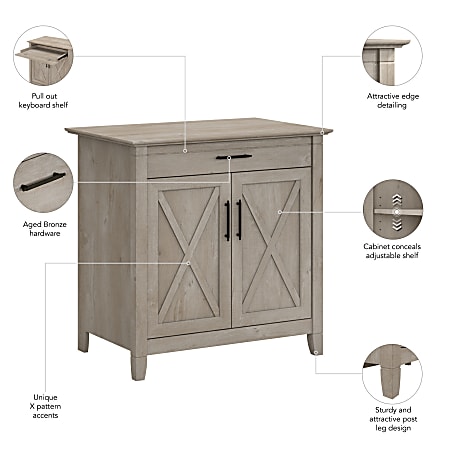 Bush furniture key west secretary desk best sale with keyboard tray and storage cabinet