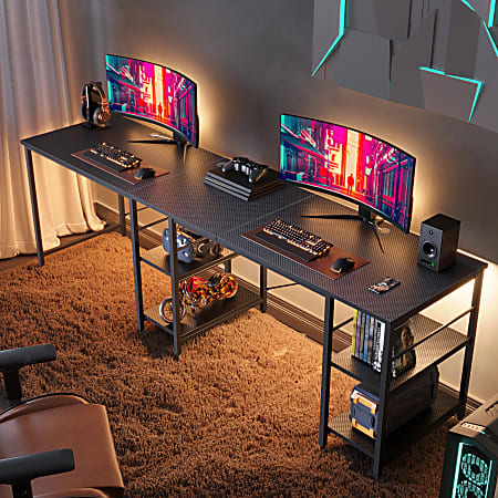 Bestier L Shaped Corner Computer Desk With Storage Shelf And Cord ...