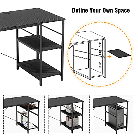 Bestier L Shaped Corner Computer Desk With Storage Shelf And Cord ...