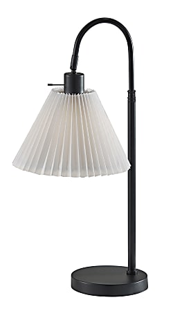Adesso Thalia Table Lamp, Black/White Fabric Shade