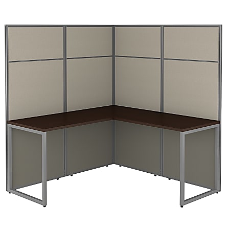 Bush Business Furniture Easy Office 60W L Shaped Cubicle Desk Workstation With 66H Panels, Mocha Cherry, Standard Delivery