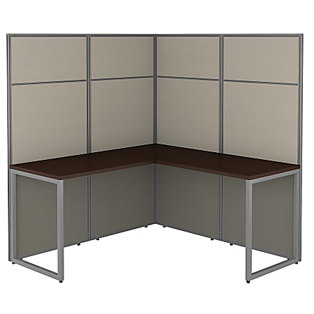 Bush Business Furniture Easy Office 60W L Shaped Cubicle Desk Workstation With 66H Panels, Mocha Cherry, Standard Delivery