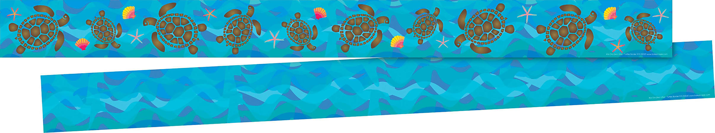 Barker Creek Double-Sided Straight-Edge Border Strips, Kai Ola Sea Turtles, 3" x 35", Set Of 12 Strips