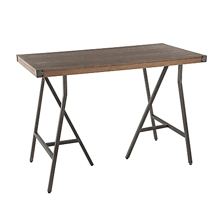 Lumisource Trestle Industrial Counter Table, Rectangular, Brown/Antique