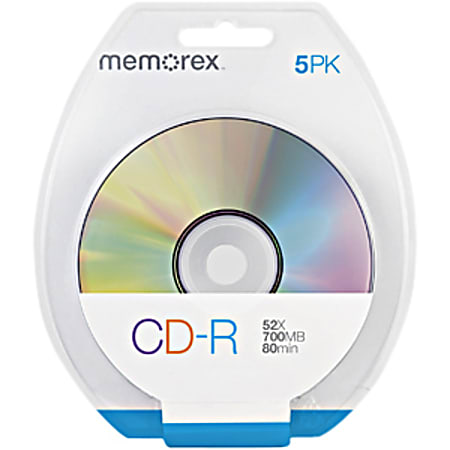 Memorex 52x CD-R Media - 700MB - 120mm Standard - 5 Pack Blister Pack