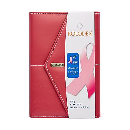 Rolodex® Pink At Work Business Card Book, 72-Card Capacity