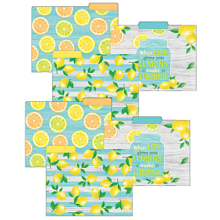 Teacher Created Resources File Folders, Lemon Zest, 8-1/2" x 11", Multicolor, 12 Folders Per Pack, Set Of 2 Packs