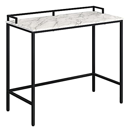 Office Star™ Brighton Rectangle Console Table, 32”H x 36”W x 14”D, White Marble/Black