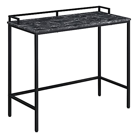Office Star™ Brighton Rectangle Console Table, 32”H x 36”W x 14”D, Black Marble/Black