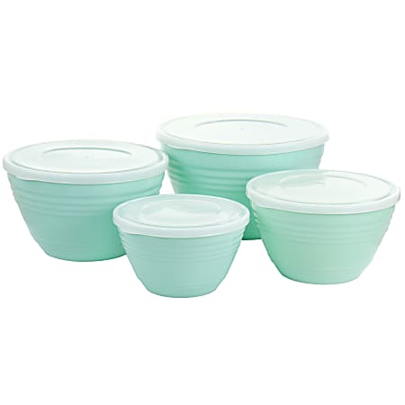 NEW Vintage Set of 6 Tupperware Plastic Cups With Lids Teal, Green