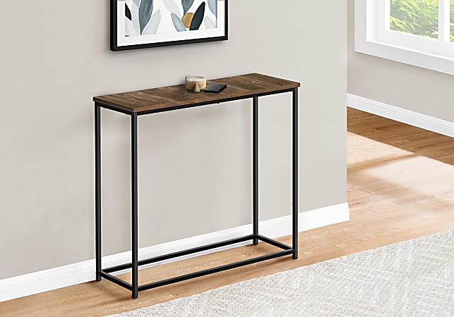 Monarch Specialties Ponce Laminate/Metal Narrow Accent Console Table, 29"H x 31-1/2"W x 11-1/2"D, Dark Taupe/Black