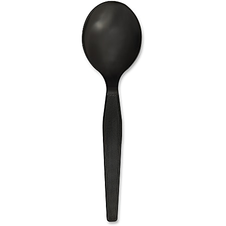 Genuine Joe Heavyweight Disposable Soup Spoons - 1 Piece(s) - 1000/Carton - Soup Spoon - 1 x Soup Spoon - Disposable - Textured - Black