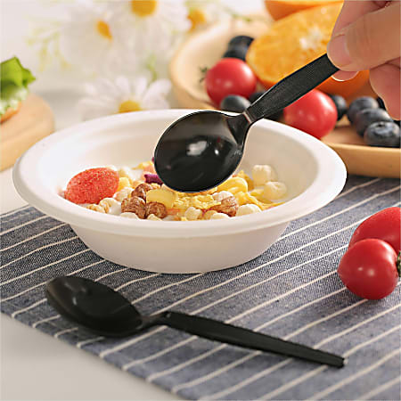 Genuine Joe Heavyweight Disposable Soup Spoons - 1 Piece(s) - 1000/Carton - Soup Spoon - 1 x Soup Spoon - Disposable - Textured - Black Genuine Joe Heavyweight Disposable Soup Spoons - 1 Piece(s) - 1000/Carton - Soup Spoon - 1 x Soup Spoon - Disposable - Textured - Black